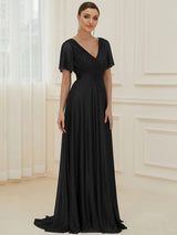 Adorable Plunging V-Neck Ribbon Belt Evening Gown from MsDressly