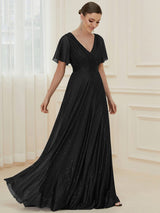 Adorable Plunging V-Neck Ribbon Belt Evening Gown from MsDressly