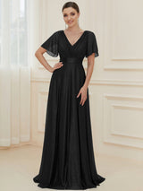 Adorable Plunging V-Neck Ribbon Belt Evening Gown from MsDressly