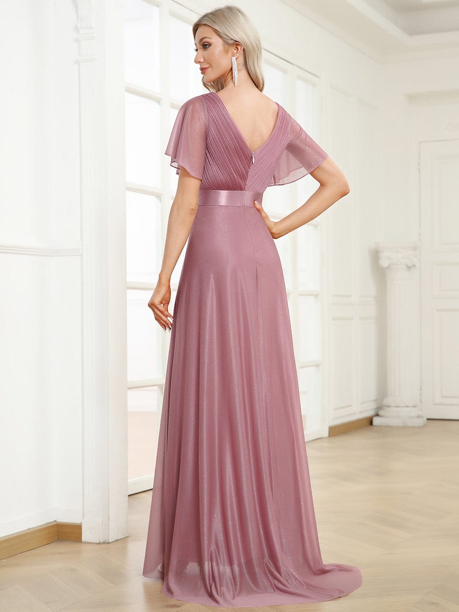 Adorable Plunging V-Neck Ribbon Belt Evening Gown from MsDressly