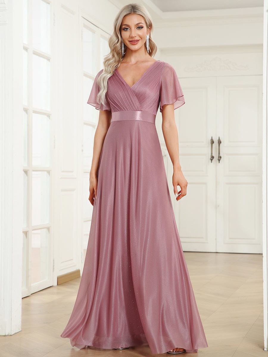Adorable Plunging V-Neck Ribbon Belt Evening Gown from MsDressly
