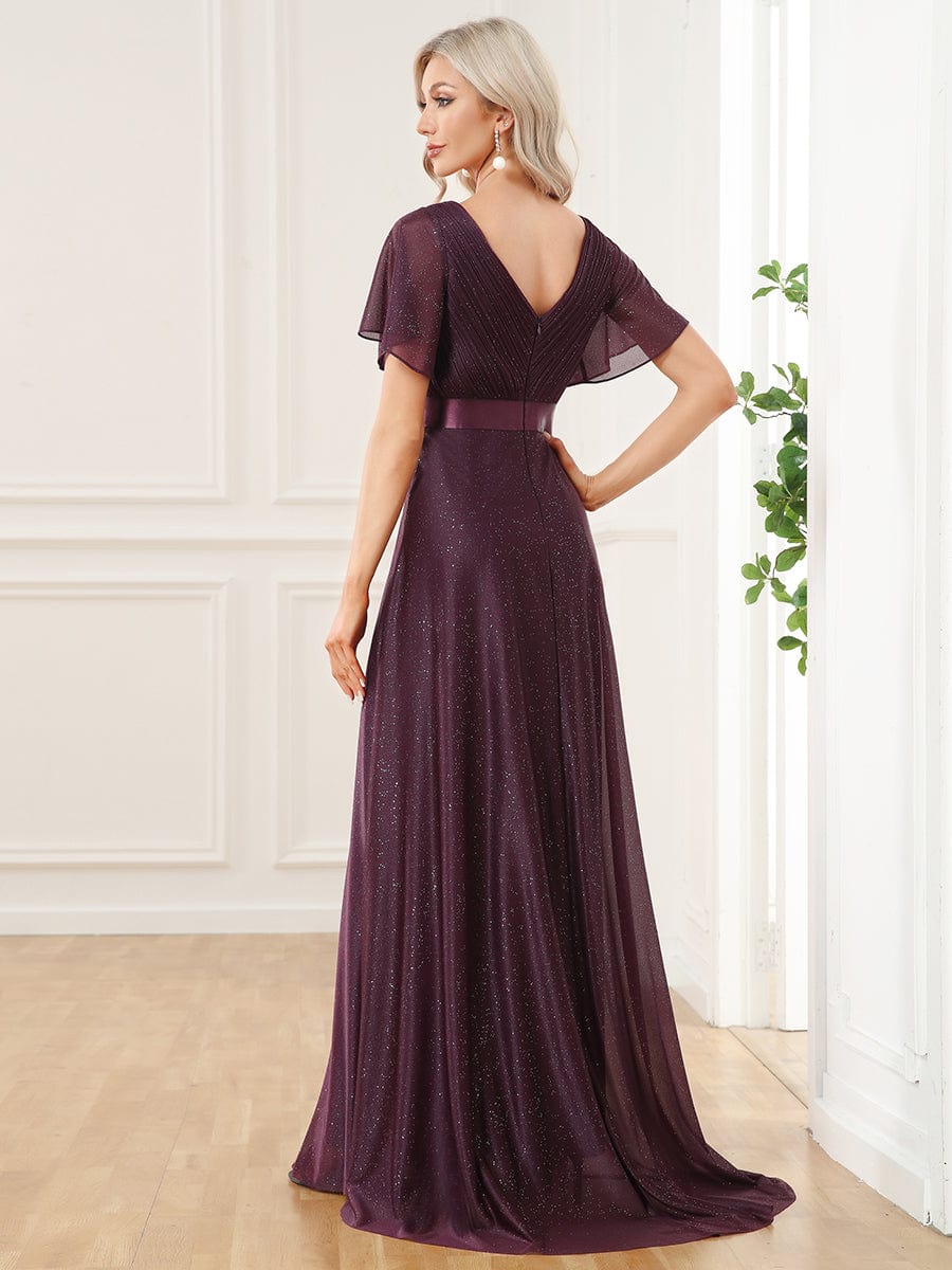 Adorable Plunging V-Neck Ribbon Belt Evening Gown from MsDressly