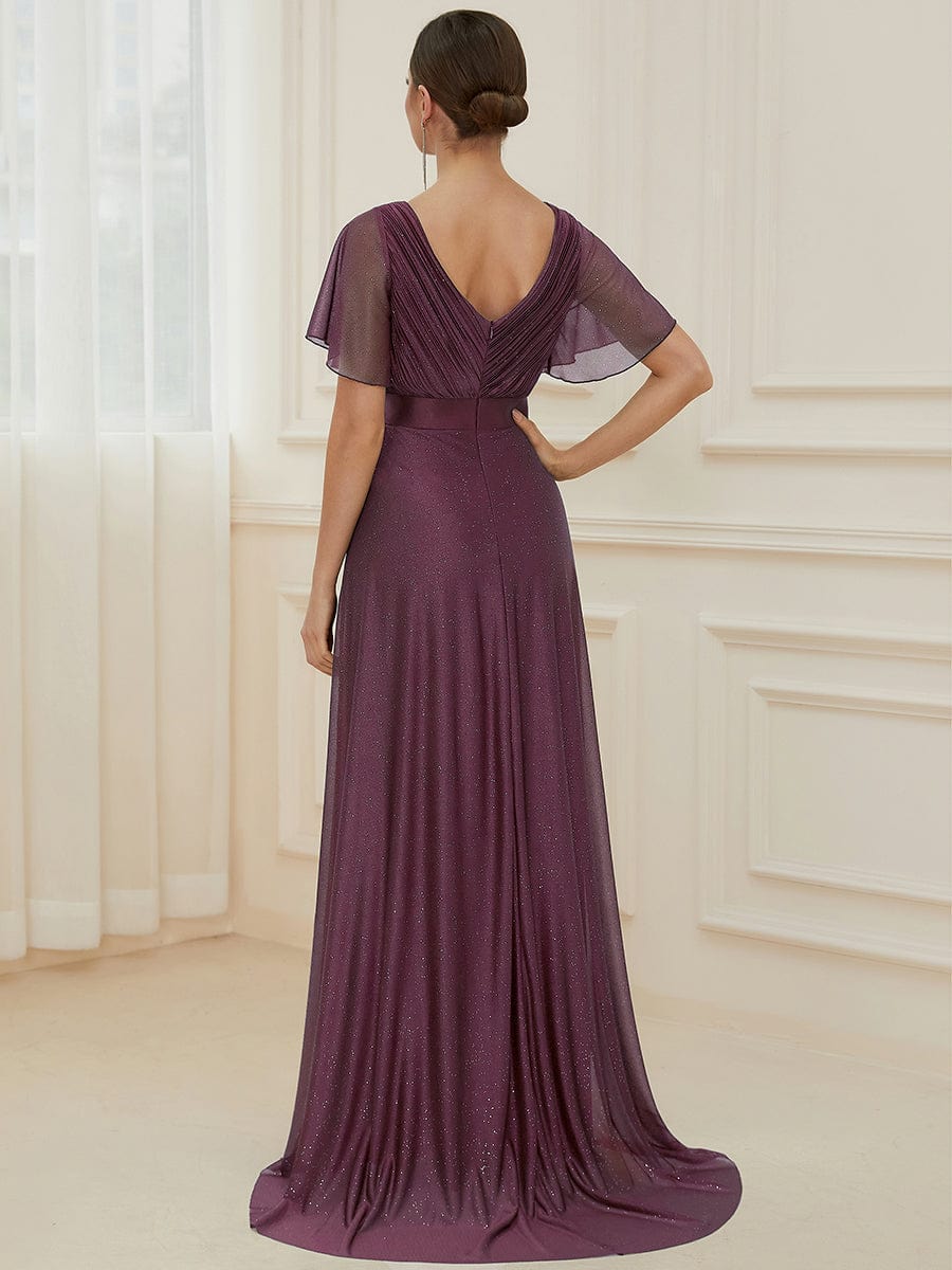 Adorable Plunging V-Neck Ribbon Belt Evening Gown from MsDressly