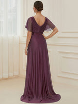 Adorable Plunging V-Neck Ribbon Belt Evening Gown from MsDressly