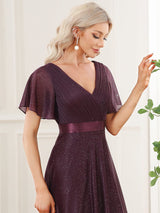 Adorable Plunging V-Neck Ribbon Belt Evening Gown from MsDressly