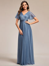 Adorable Plunging V-Neck Ribbon Belt Evening Gown from MsDressly