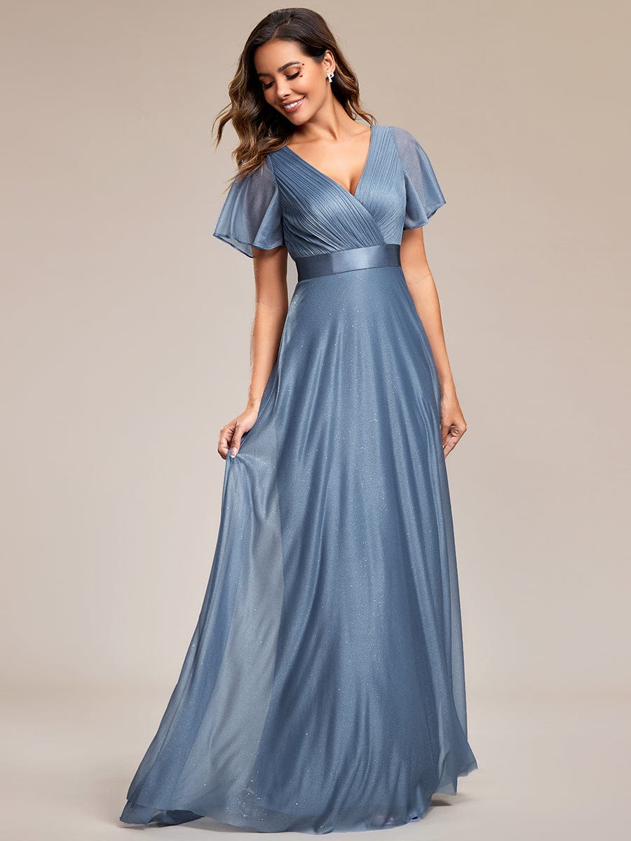 Adorable Plunging V-Neck Ribbon Belt Evening Gown from MsDressly
