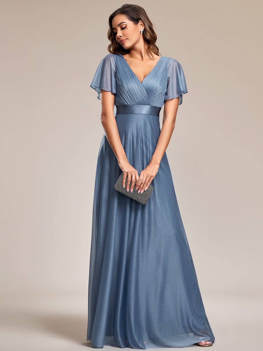 Adorable Plunging V-Neck Ribbon Belt Evening Gown from MsDressly
