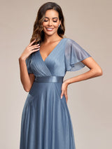 Adorable Plunging V-Neck Ribbon Belt Evening Gown from MsDressly