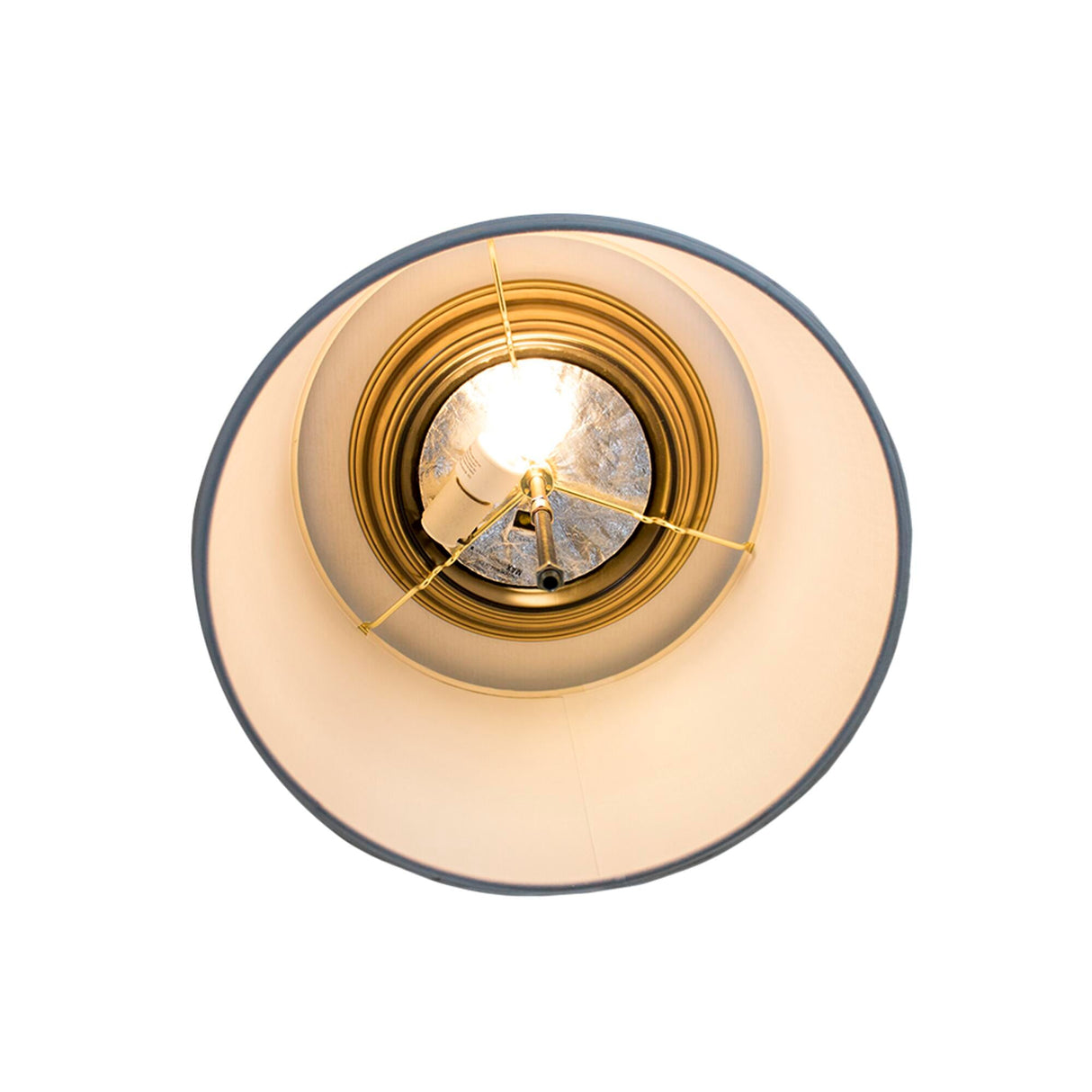 Moderne 14"W Flush Mount Conversion Kit  White Fabric Drum Lampshade From LampsUSA