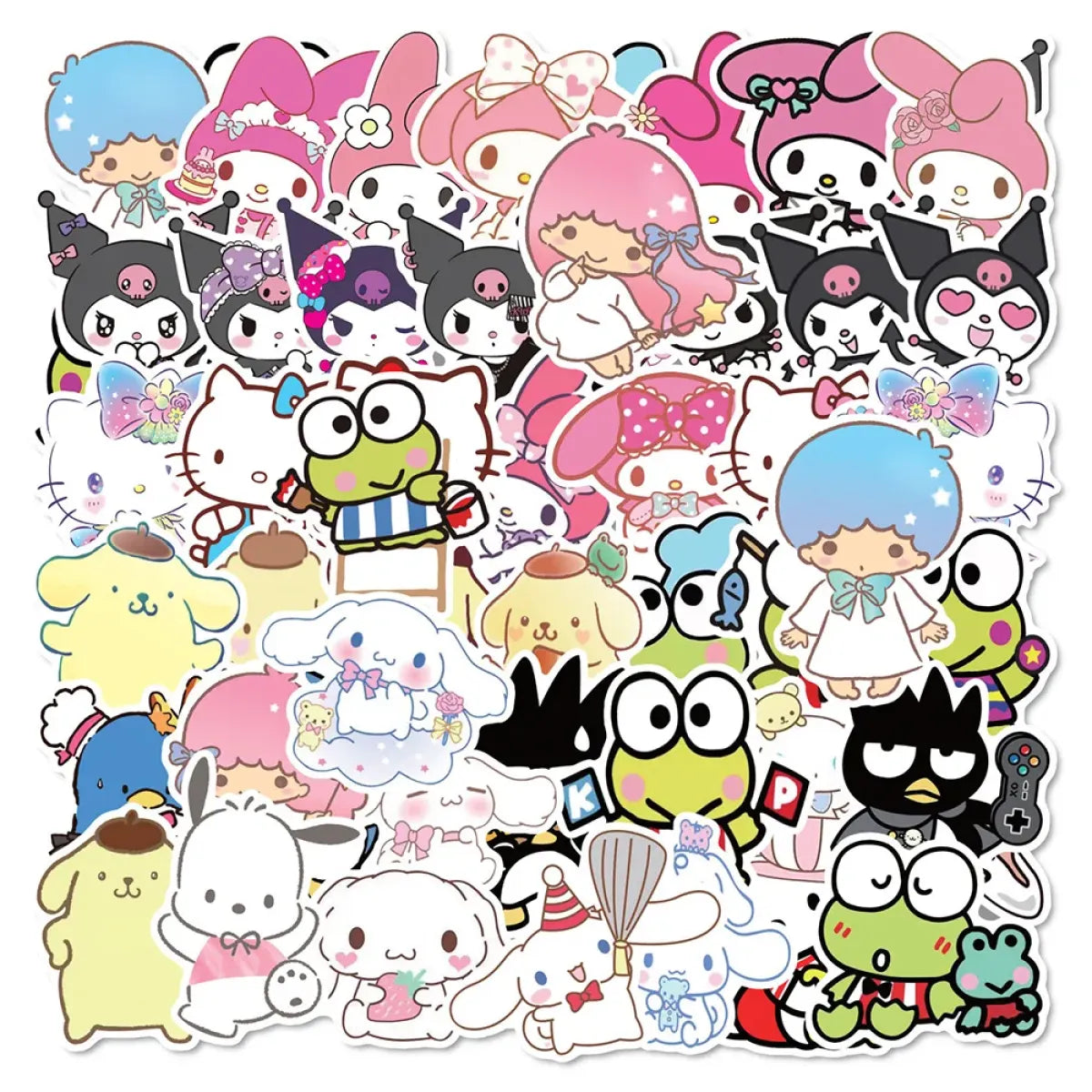 50pcs Sanrio Cartoon Stickers - Hello Kitty, Kuromi, My Melody from Kawaii Stop