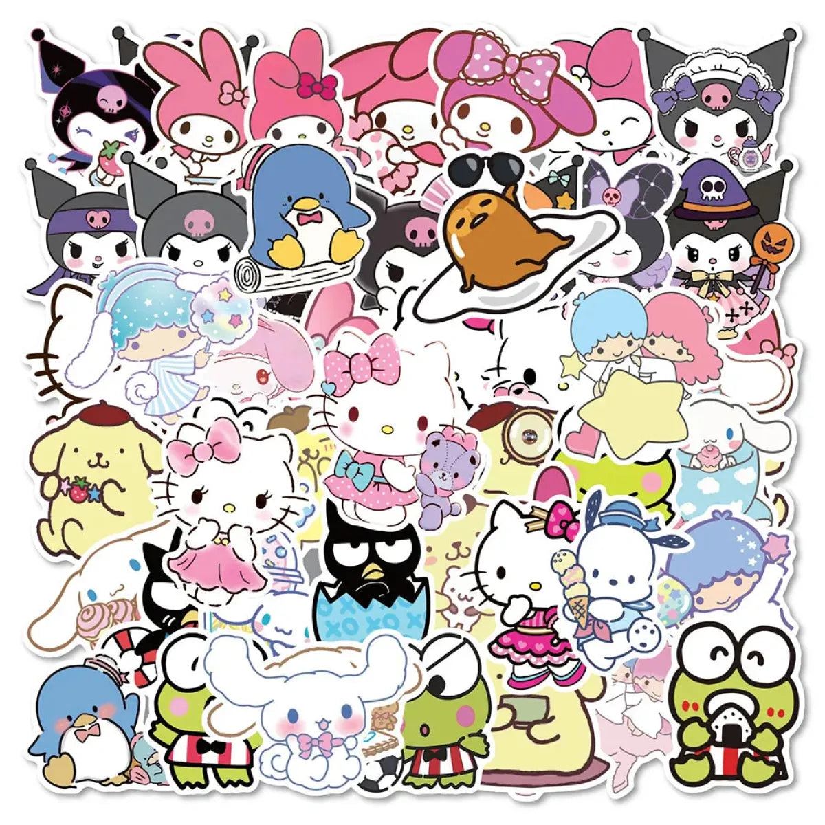 50pcs Sanrio Cartoon Stickers - Hello Kitty, Kuromi, My Melody from Kawaii Stop
