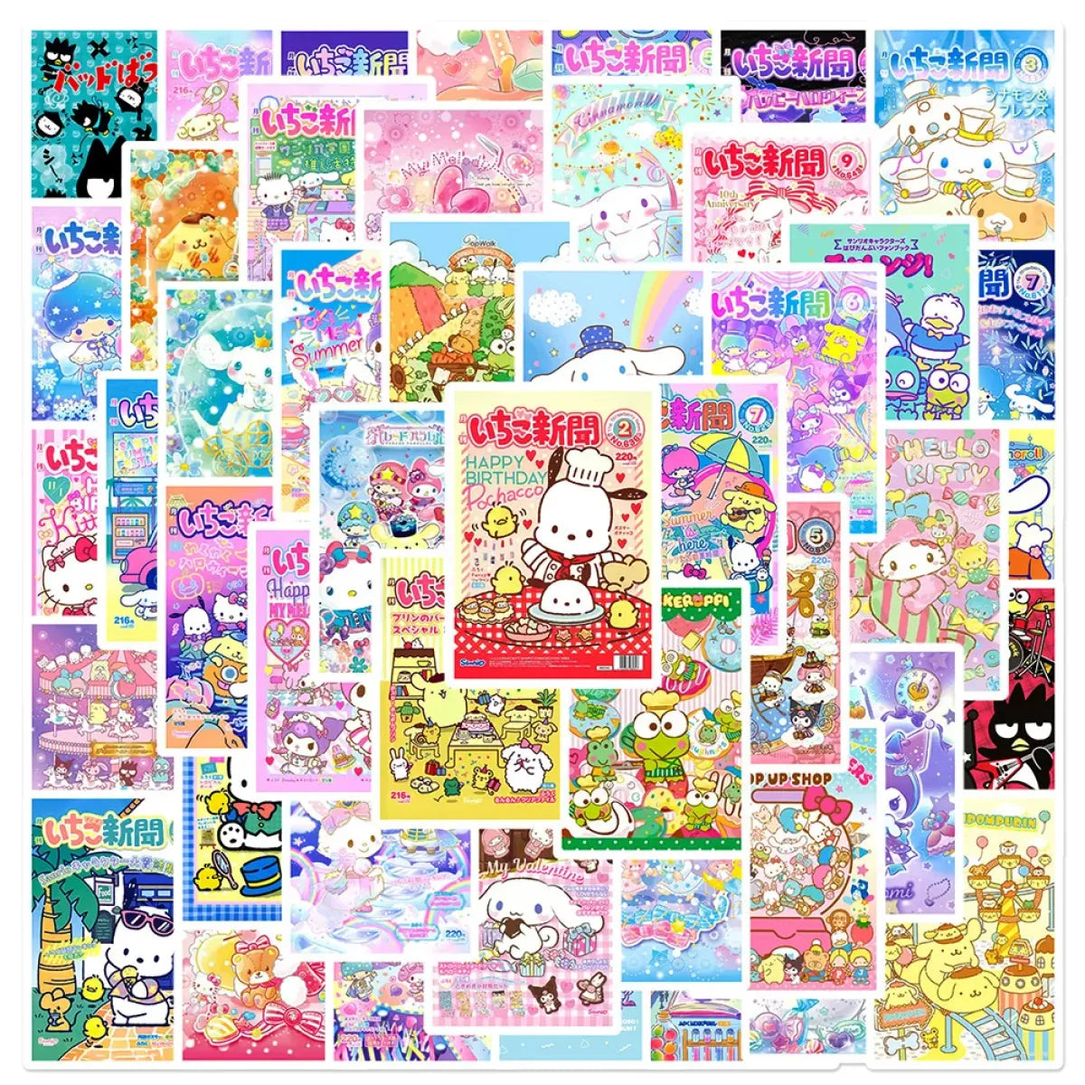 50pcs Sanrio Cartoon Stickers - Hello Kitty, Kuromi, My Melody from Kawaii Stop