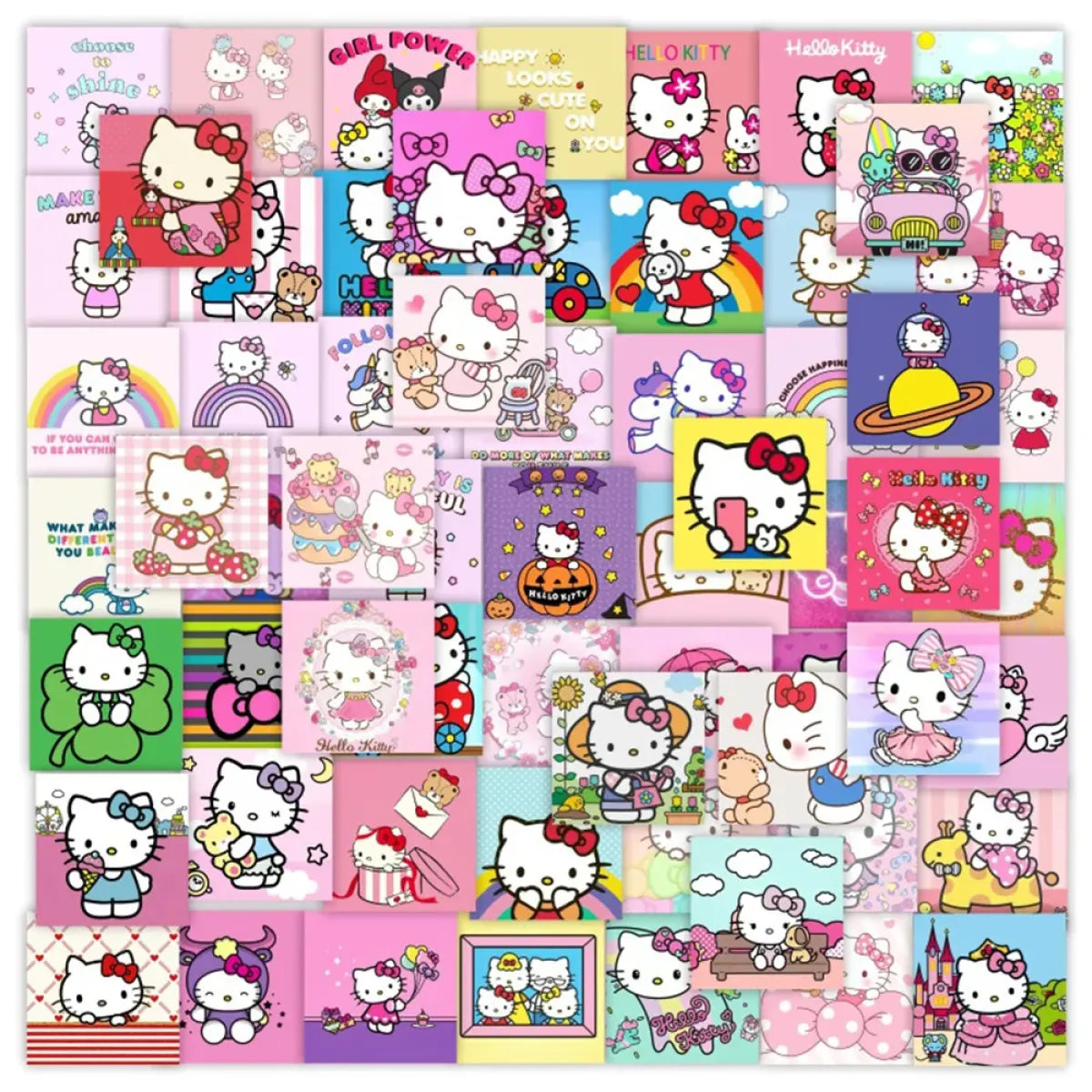 50pcs Sanrio Cartoon Stickers - Hello Kitty, Kuromi, My Melody from Kawaii Stop