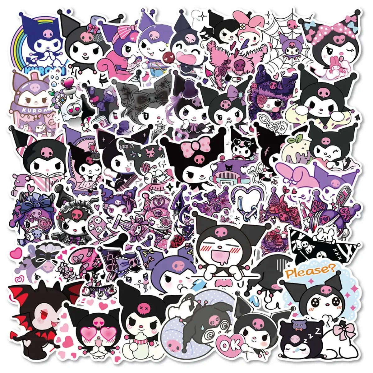 50pcs Sanrio Cartoon Stickers - Hello Kitty, Kuromi, My Melody from Kawaii Stop