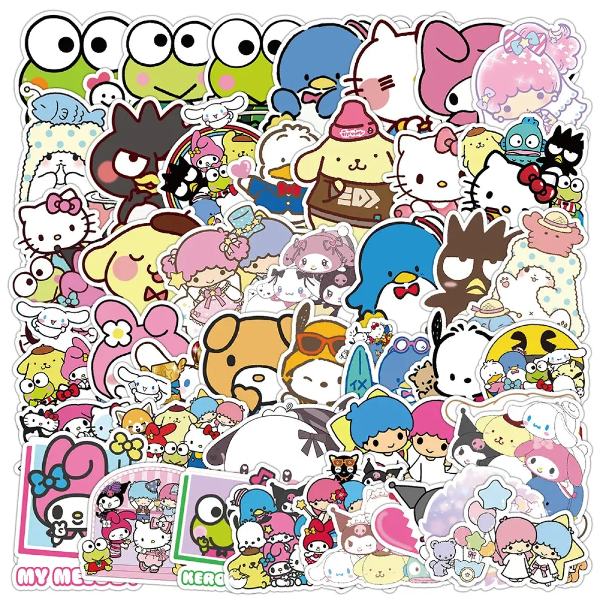 50pcs Sanrio Cartoon Stickers - Hello Kitty, Kuromi, My Melody from Kawaii Stop