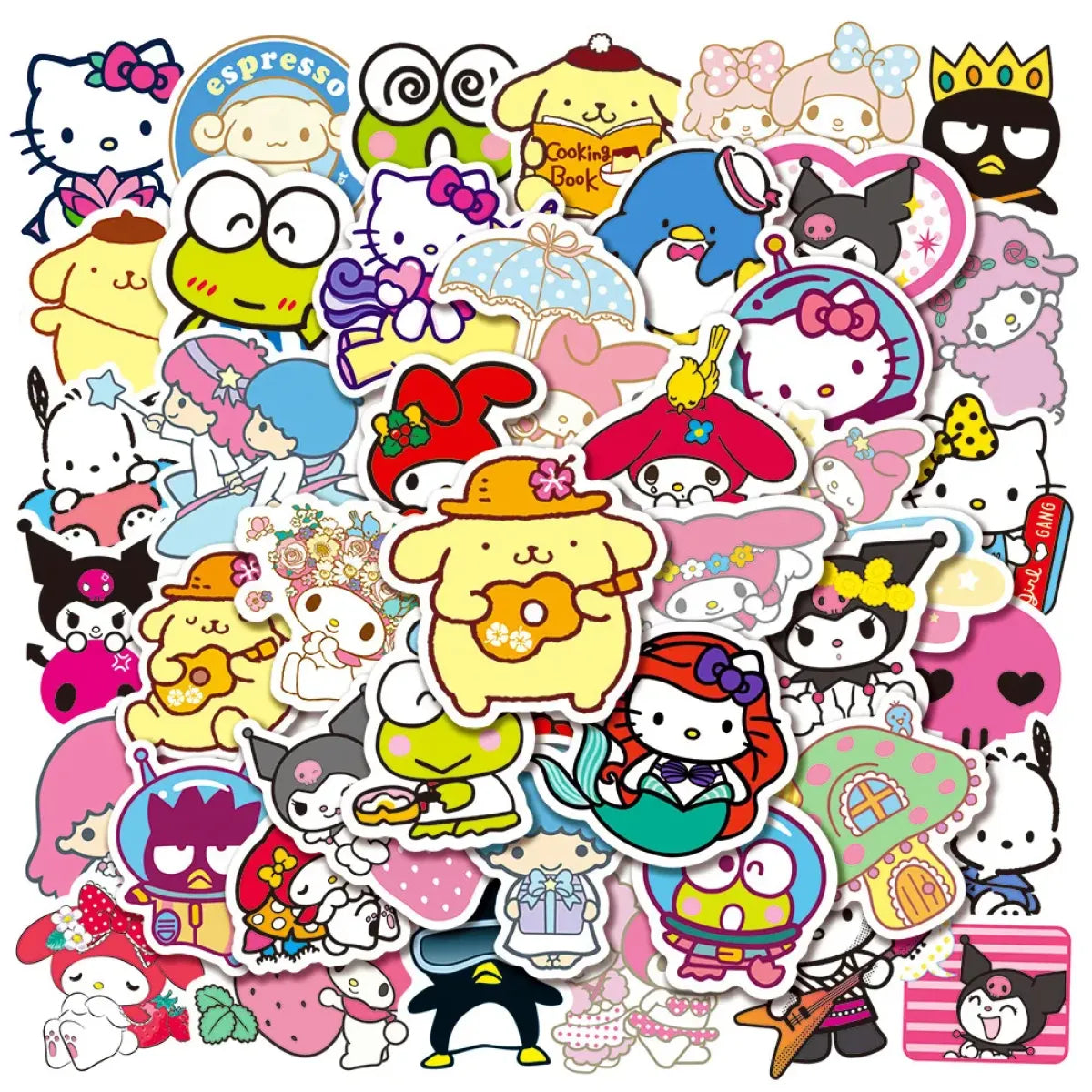 50pcs Sanrio Cartoon Stickers - Hello Kitty, Kuromi, My Melody from Kawaii Stop