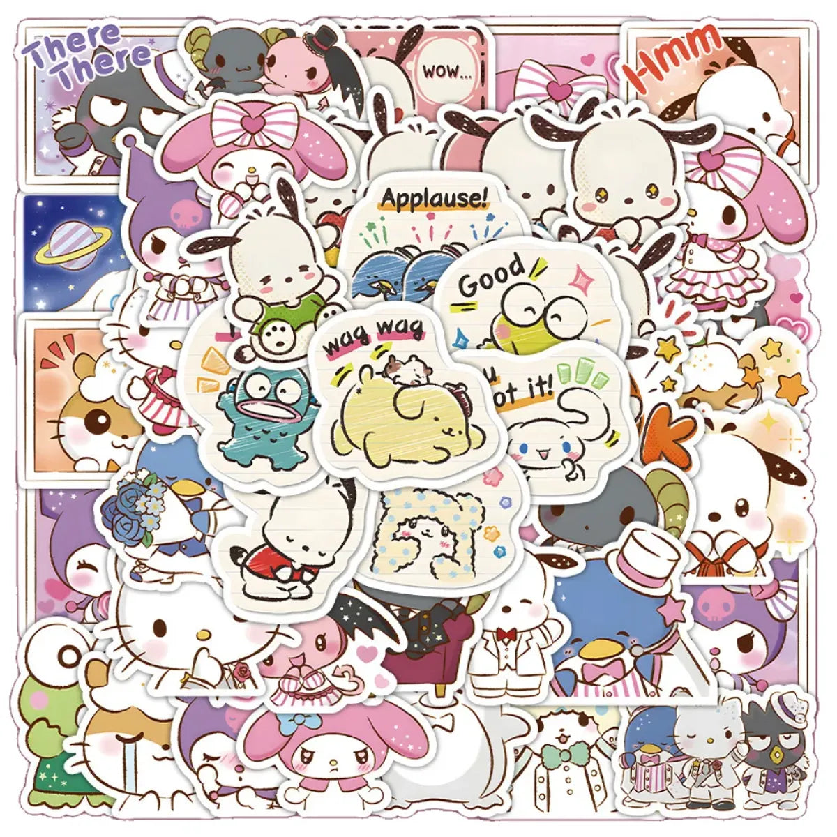 50pcs Sanrio Cartoon Stickers - Hello Kitty, Kuromi, My Melody from Kawaii Stop