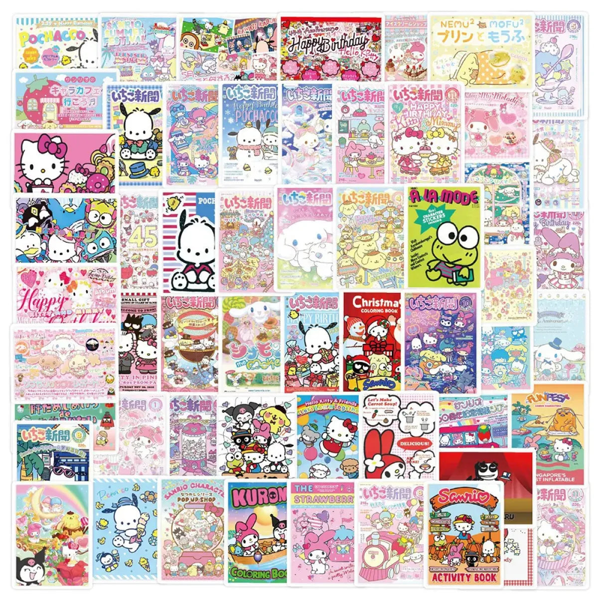 50pcs Sanrio Cartoon Stickers - Hello Kitty, Kuromi, My Melody from Kawaii Stop
