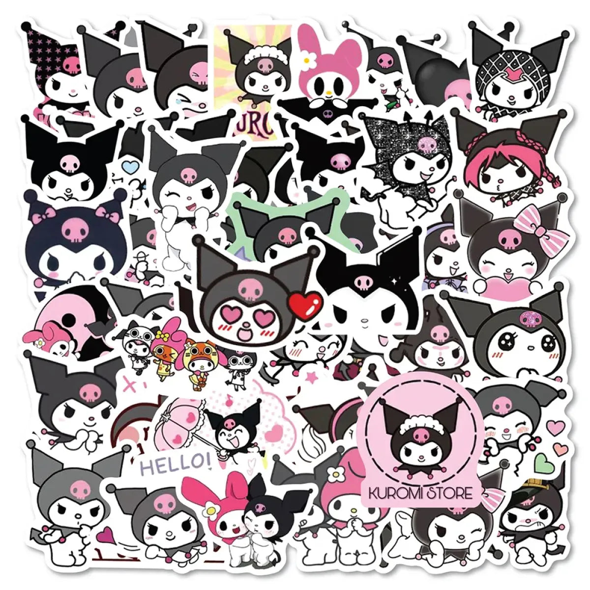 50pcs Sanrio Cartoon Stickers - Hello Kitty, Kuromi, My Melody from Kawaii Stop