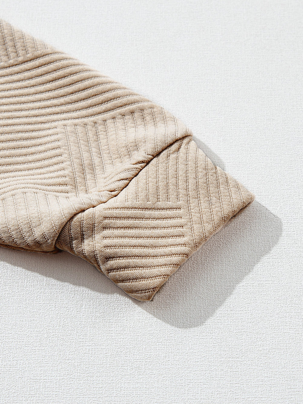 Apricot Textured High Neck Sweatshirt with Unique Asymmetrical Buttons from MsDressly