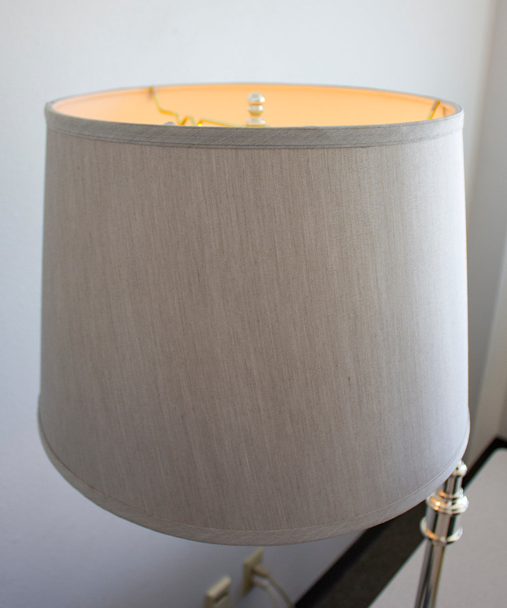 Silver 16"W x 11"H Grey Hard Back Lamp Shade From LampsUSA
