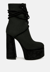 After Pay High Heel Velvet Knitted Boot from London Rag International