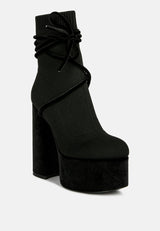 After Pay High Heel Velvet Knitted Boot from London Rag International