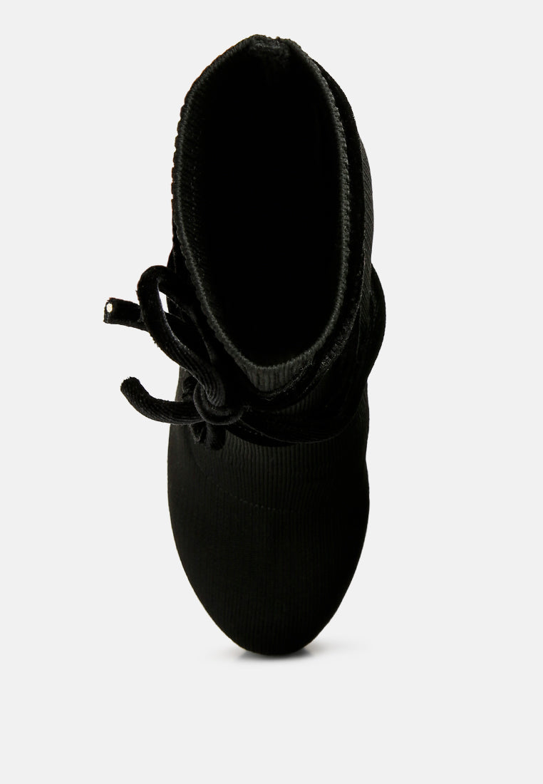 After Pay High Heel Velvet Knitted Boot from London Rag International