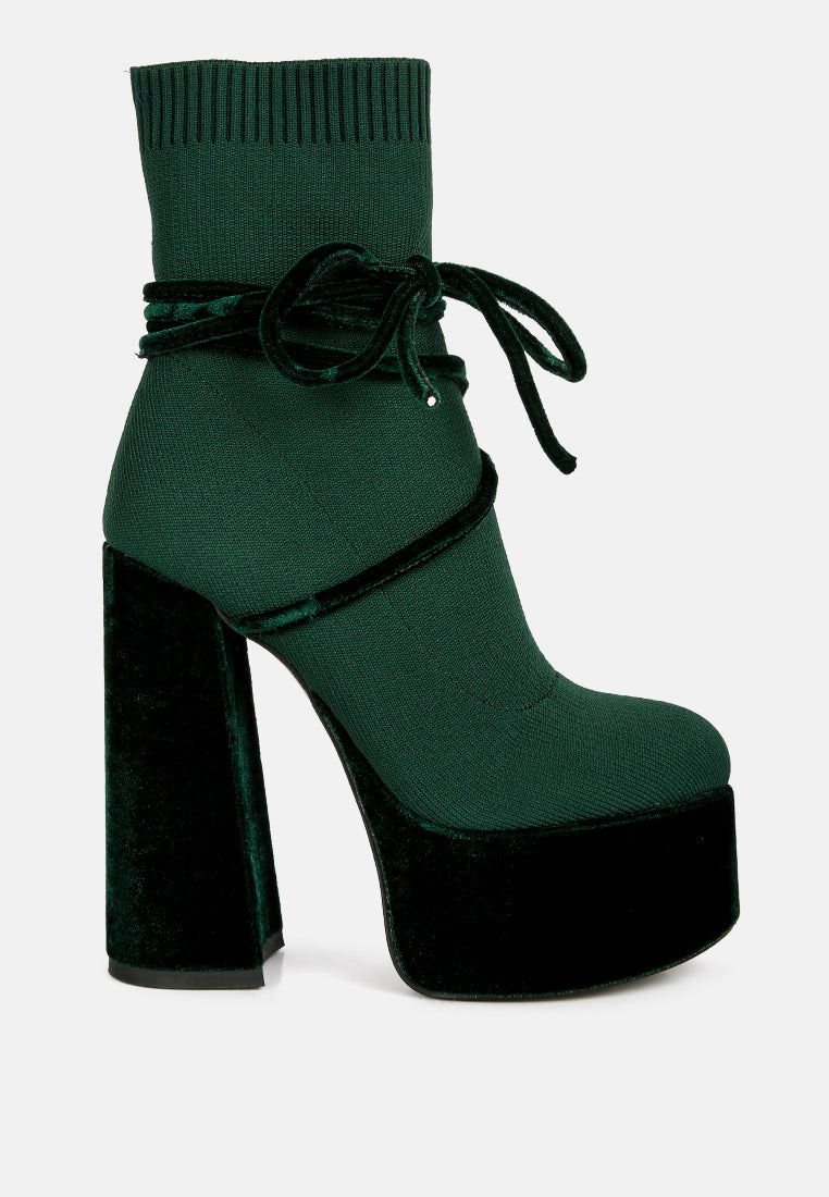 After Pay High Heel Velvet Knitted Boot from London Rag International