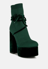 After Pay High Heel Velvet Knitted Boot from London Rag International