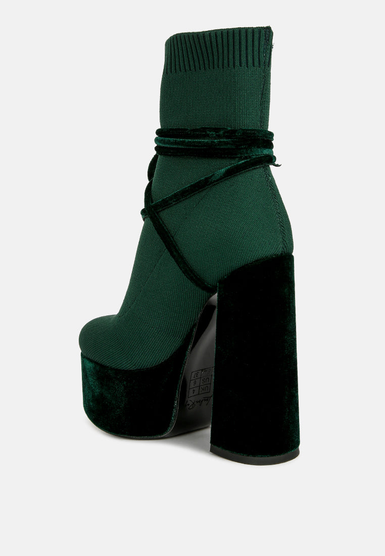After Pay High Heel Velvet Knitted Boot from London Rag International