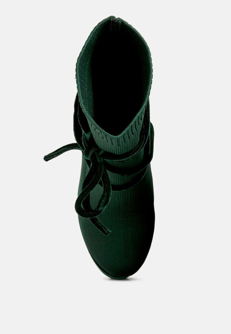 After Pay High Heel Velvet Knitted Boot from London Rag International