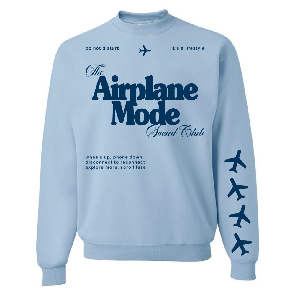 'Airplane Mode Social Club' Crewneck Sweatshirt from United Monograms