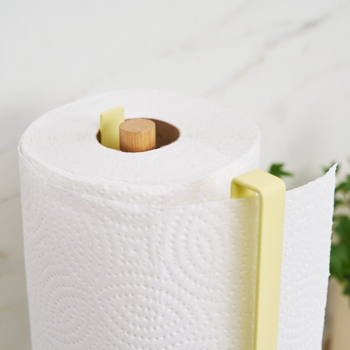 Paper Towel Holder - Steel + Wood - Yellow Pear from Yamazaki Home