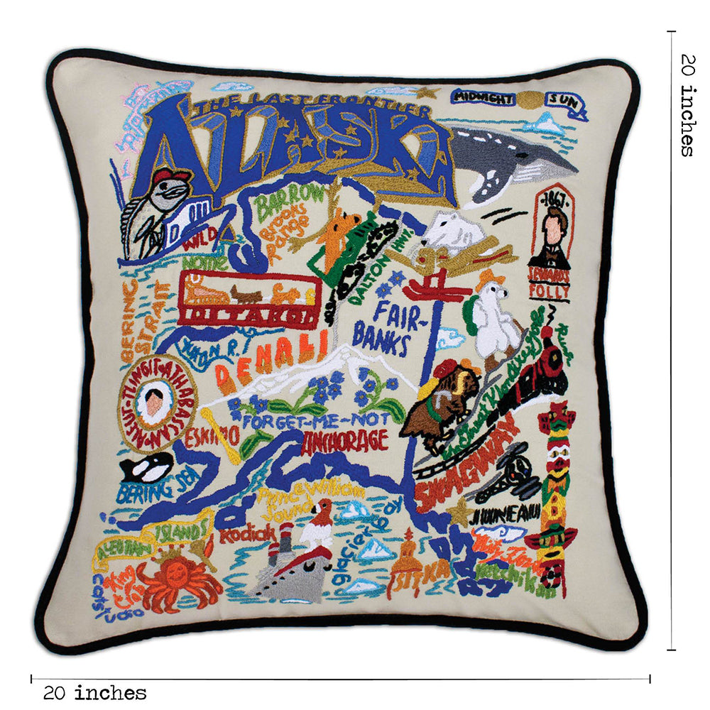 Alaska Hand-Embroidered Pillow from Quirks!