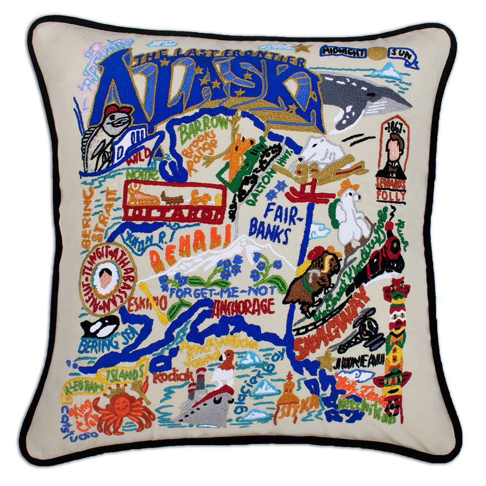 Alaska Hand-Embroidered Pillow from Quirks!