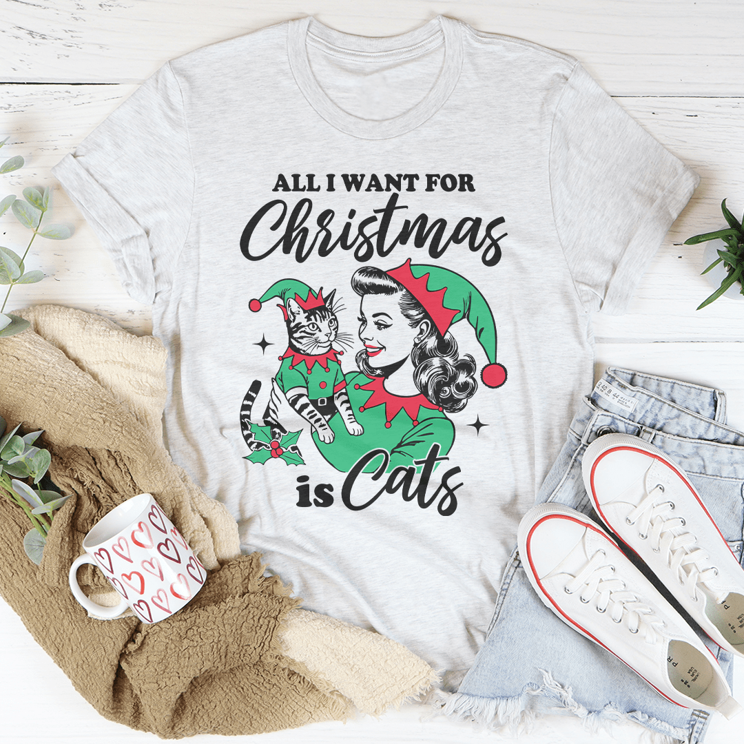 All I Want For Christmas Is Cats Tee from Peachy Sunday