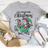 All I Want For Christmas Is Cats Tee from Peachy Sunday