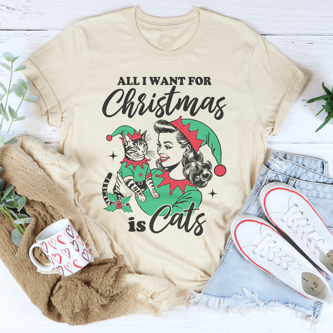 All I Want For Christmas Is Cats Tee from Peachy Sunday