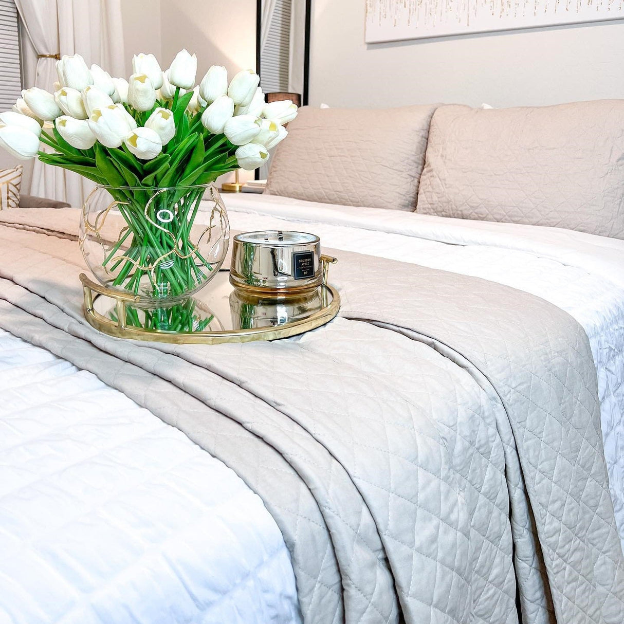 Ava Diamond Oversized Cotton Quilt Set from LushDecor