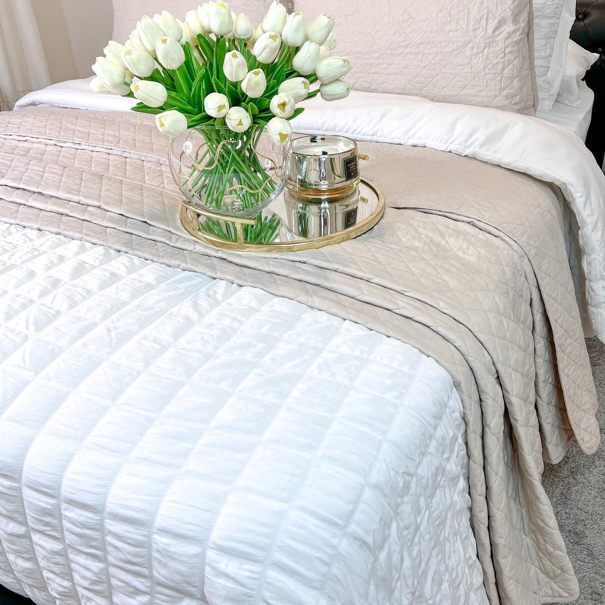 Ava Diamond Oversized Cotton Quilt Set from LushDecor