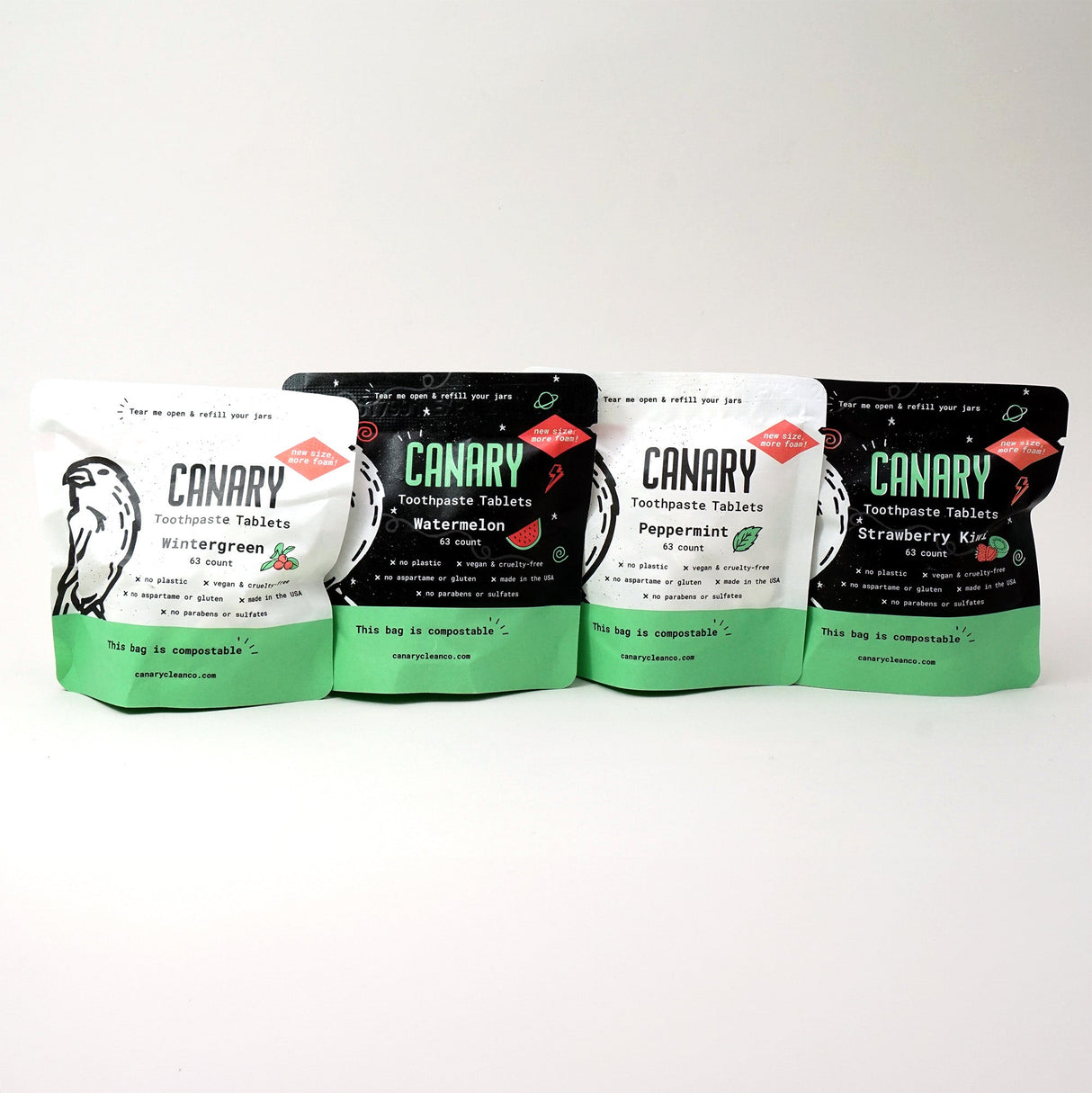 4 Pack Sampler of Canary Toothpaste Tablets from Canary