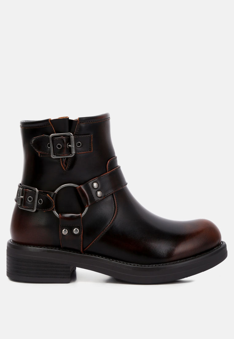 Allux Brushed Faux Leather Pin Buckle Boots from London Rag International from London Rag International