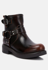 Allux Brushed Faux Leather Pin Buckle Boots from London Rag International from London Rag International