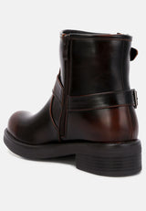 Allux Brushed Faux Leather Pin Buckle Boots from London Rag International from London Rag International