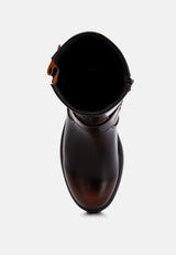 Allux Brushed Faux Leather Pin Buckle Boots from London Rag International from London Rag International
