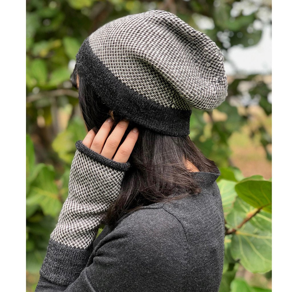 Midnight Interwoven Alpaca Beanie from SLATE + SALT