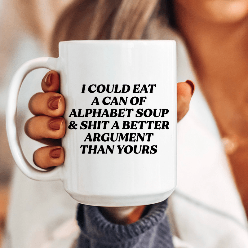 Alphabet Soup Ceramic Mug 15 oz From Peachy Sunday