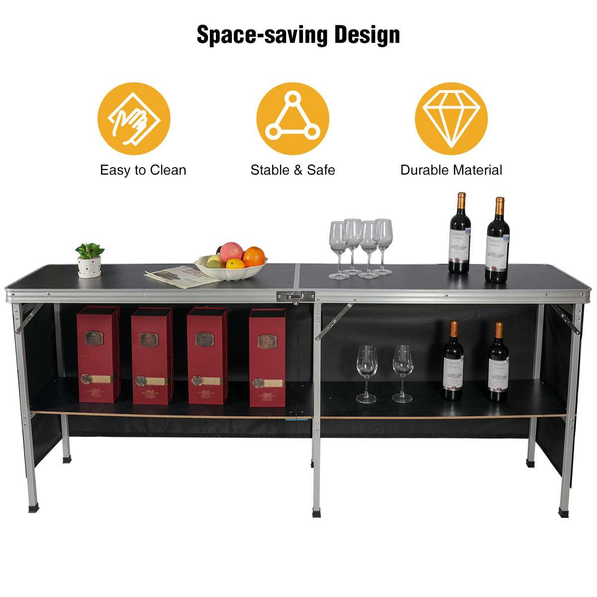 Portable Bar Table for Events  with Double Layer From Redcamp